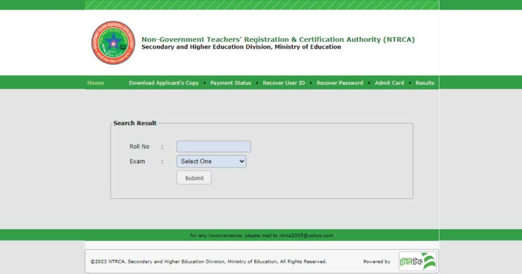 NTRCA Result